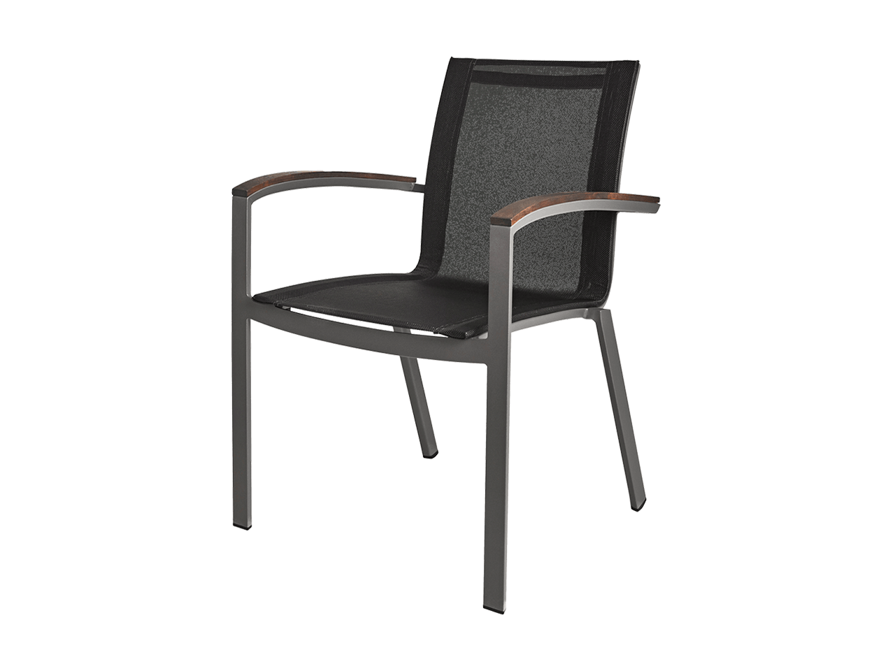 Harmony Stacking Sling Arm Chair | Gray Base with Black Sling