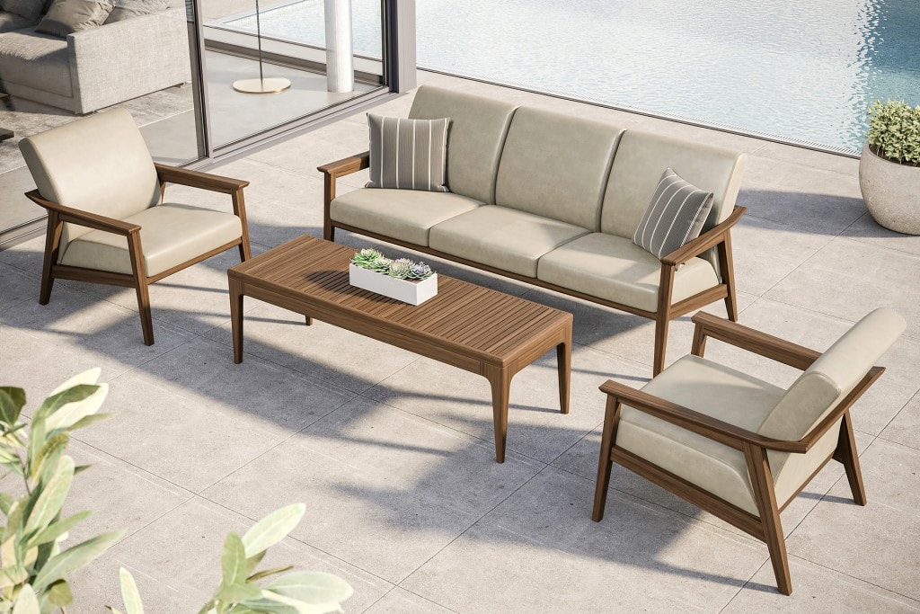 Designe to love it and leave it outside, a first for outdoor cushioned furniture.